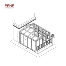 Moderne Sunroom Roof Glass Sunrooms mit zweifaltiger Sicherheitstür